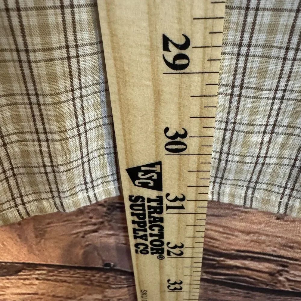 Panhandle Slim Shirt Mens Large 16.5 Pearl Snap Western Plaid Tan Brown Blend